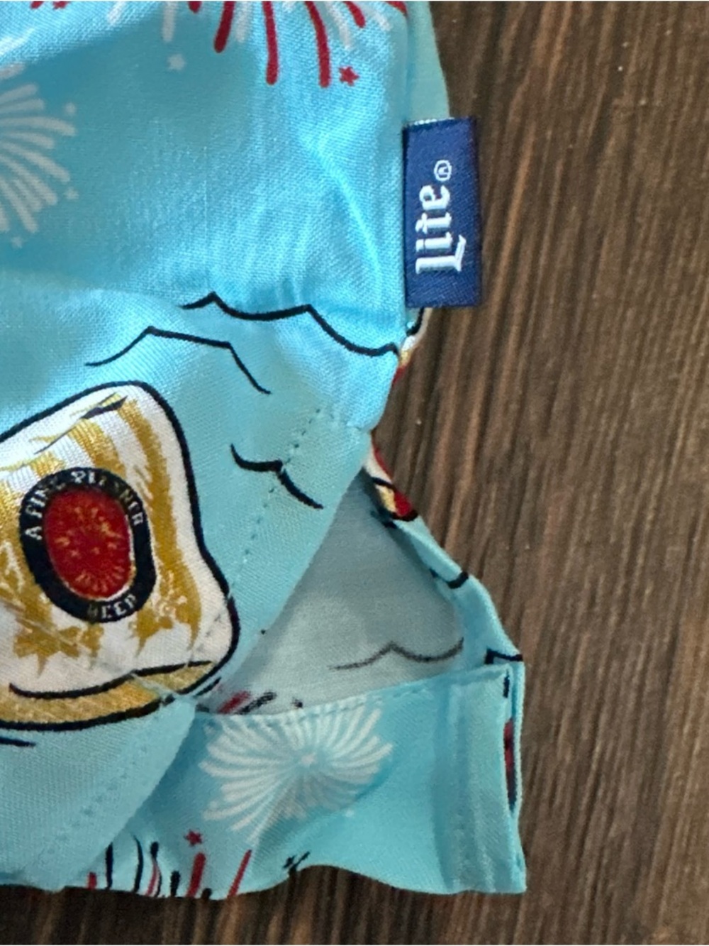Miller Lite beer Hawaiian button up rayon shirt Mens M BBQ patriotic beach NEW - Picture 5 of 8